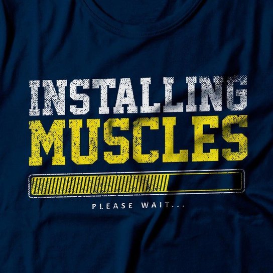Camiseta Studio Geek Installing Muscles Casual Azul Marinho Masculino
