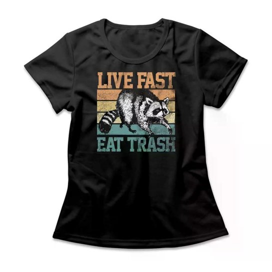 Camiseta Studio Geek Live Fast Eat Trash Feminino