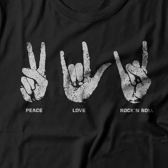 Camiseta Studio Geek Peace Love Rock Feminino