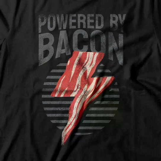 Camiseta Studio Geek Powered By Bacon Casual Preto Feminino