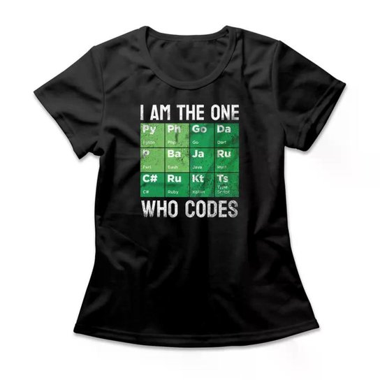 Camiseta Studio Geek The One Who Codes Casual Preto Feminino