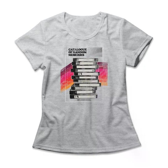 Camiseta Studio Geek VHS Casual Mescla Cinza Feminino