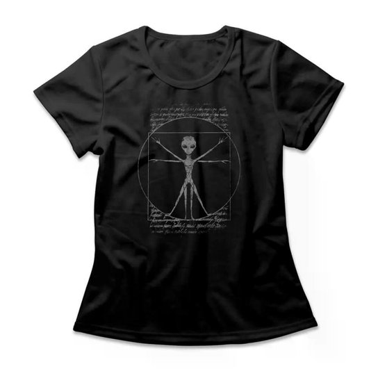 Camiseta Studio Geek Vitruvian Alien Casual Preto Feminino