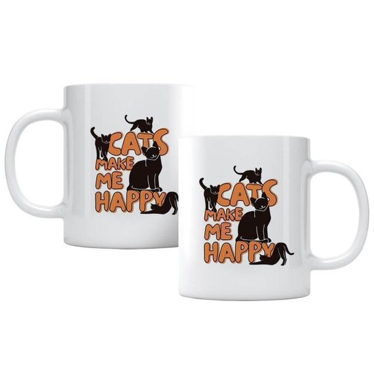 Caneca Cats Make Me Happy