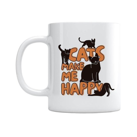 Caneca Cats Make Me Happy
