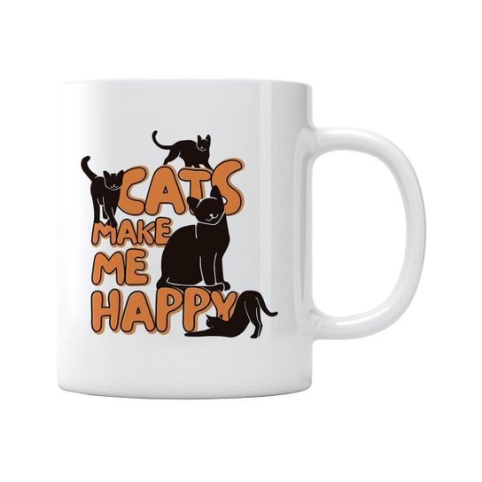 Caneca Cats Make Me Happy