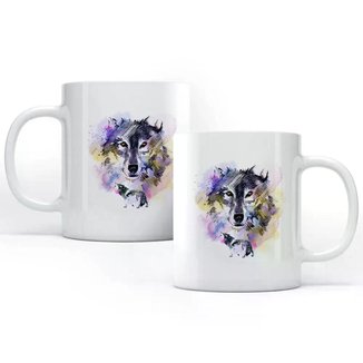 Caneca Watercolor Wolf