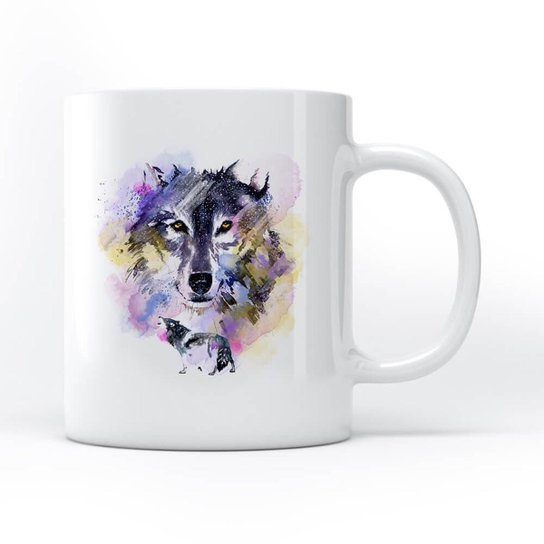Caneca Watercolor Wolf