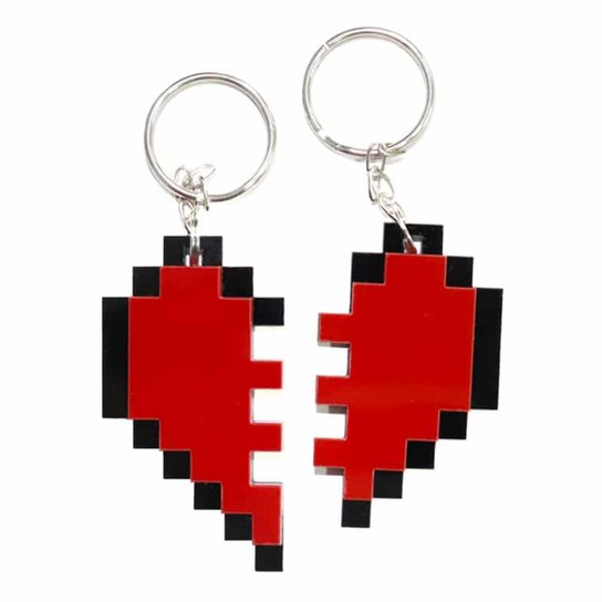 Chaveiro Nosso Coração Em 8 Bit