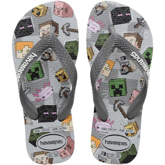 Chinelo Havainas Minecraft Cinza Masculino