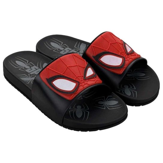 Chinelo Menino Gaspea Slide Homem Aranha Spider Man Grendene 23194 Preto/Vermelho/Branco