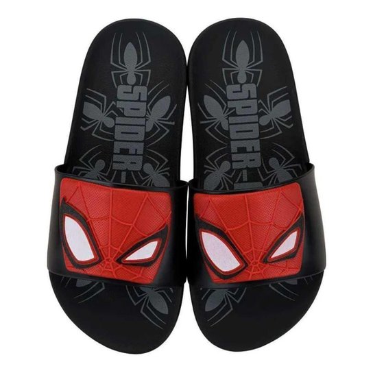 Chinelo Menino Gaspea Slide Homem Aranha Spider Man Grendene 23194 Preto/Vermelho/Branco