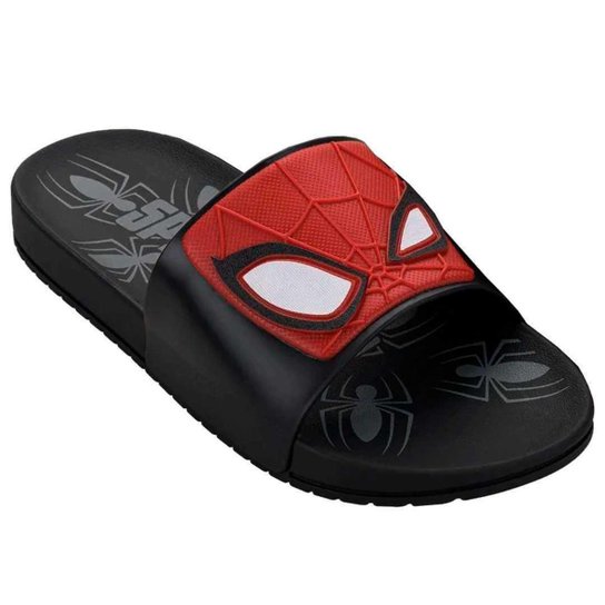 Chinelo Menino Gaspea Slide Homem Aranha Spider Man Grendene 23194 Preto/Vermelho/Branco