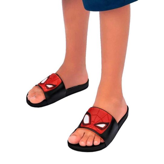 Chinelo Menino Gaspea Slide Homem Aranha Spider Man Grendene 23194 Preto/Vermelho/Branco