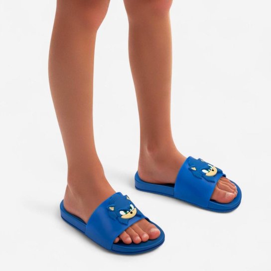 Chinelo Slide Infantil Sonic View Grendene Kids Azul