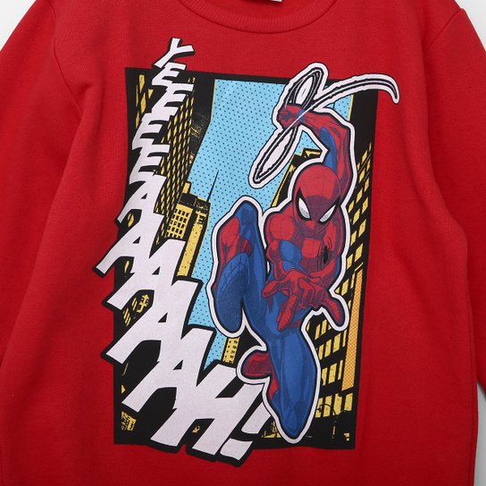Conjunto Moletom Infantil Longo Marvel Spider Man Menino