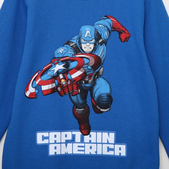 Conjunto Moletom Infantil Marvel Capitão América Menino