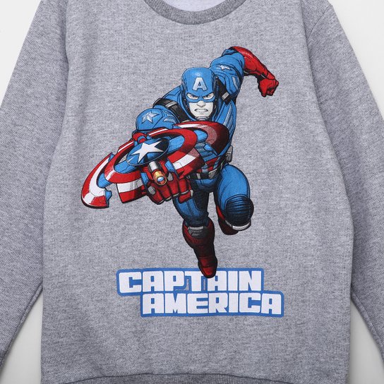 Conjunto Moletom Infantil Marvel Capitão América Menino