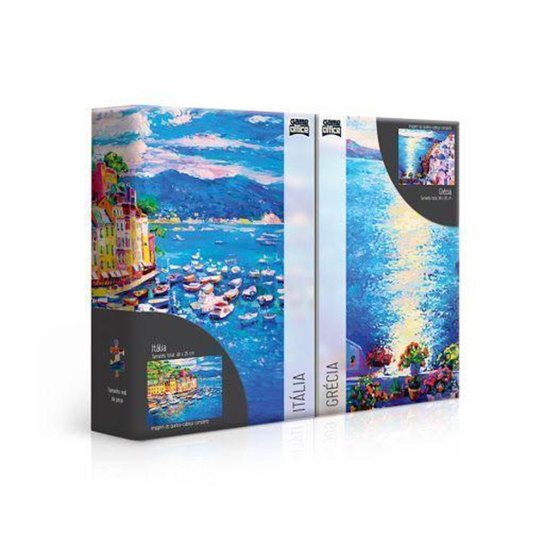 Conjunto Quebra-Cabeças Toyster 500 Peças Cada Litorais Europeus Grécia e Itália