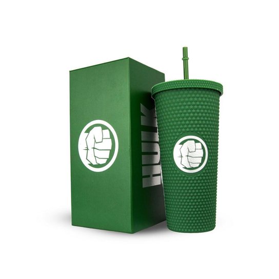 Copo Hulk Canudo Reforçado 710ml Marvel