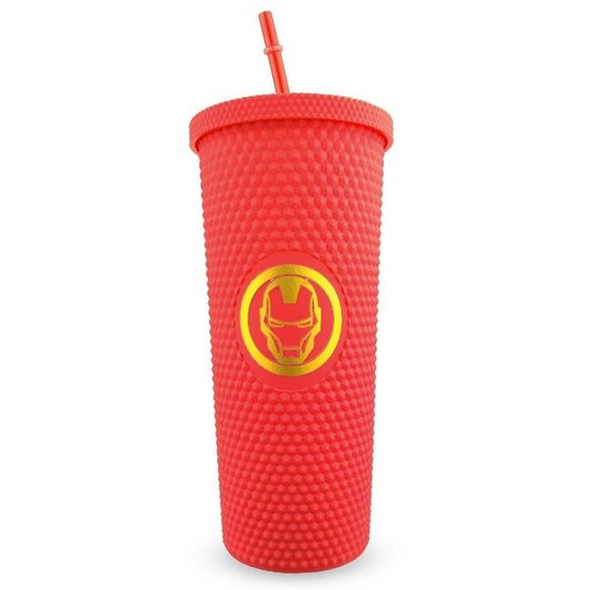 Copo Stiff Homem de Ferro 710ml Canudo Durável Marvel