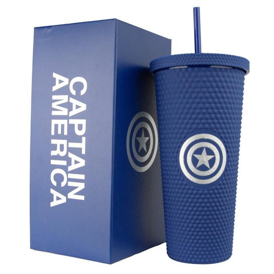 Copo Stiff Marvel Capitão América 710ml Com Canudo