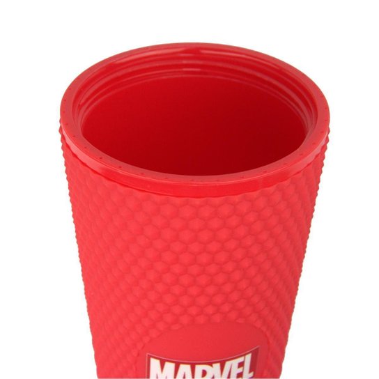 Copo Stiff Marvel Vermelho 710ml Oficial Com Canudo Reutilizável Resistente