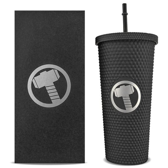 Copo Stiff Thor 710ml Com Canudo Reutilizável Resistente Oficial Marvel