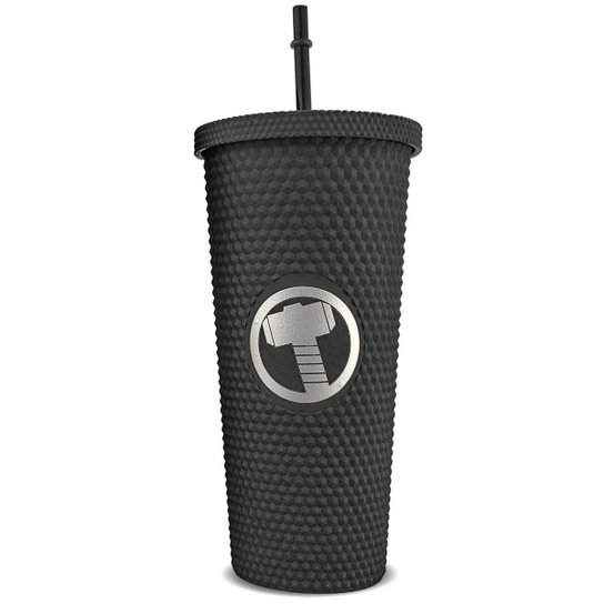 Copo Stiff Thor 710ml Com Canudo Reutilizável Resistente Oficial Marvel