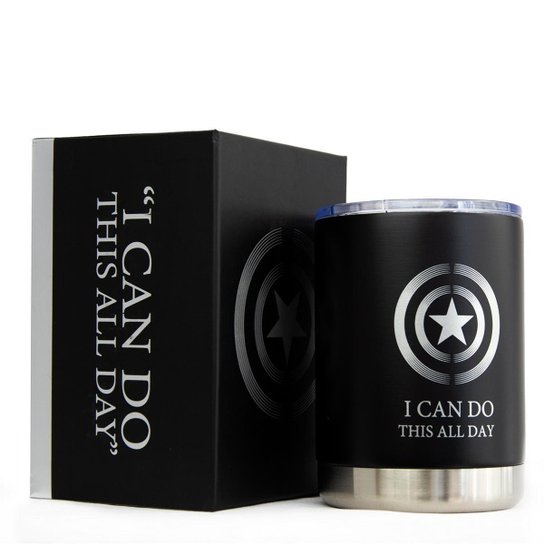 Copo Térmico Inox 300ml Capitão América Oficial Marvel