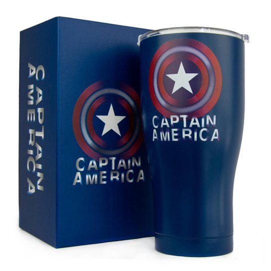 Copo Térmico Inox 900ml Capitão América Marvel