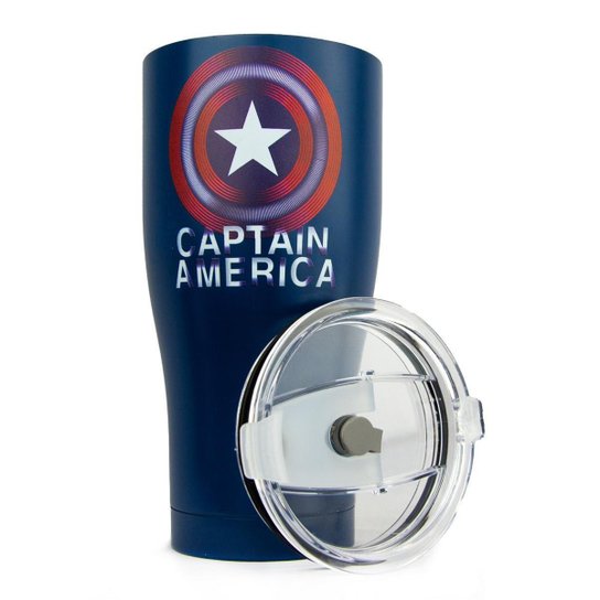 Copo Térmico Inox 900ml Capitão América Marvel