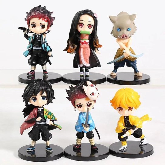 Demon Slayer Figuras de Ação Kit 6 Bonecos -miniatura
