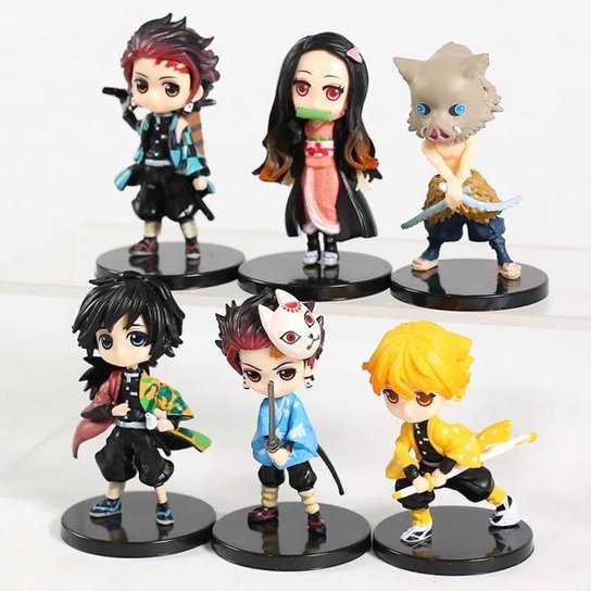 Demon Slayer Figuras de Ação Kit 6 Bonecos -miniatura