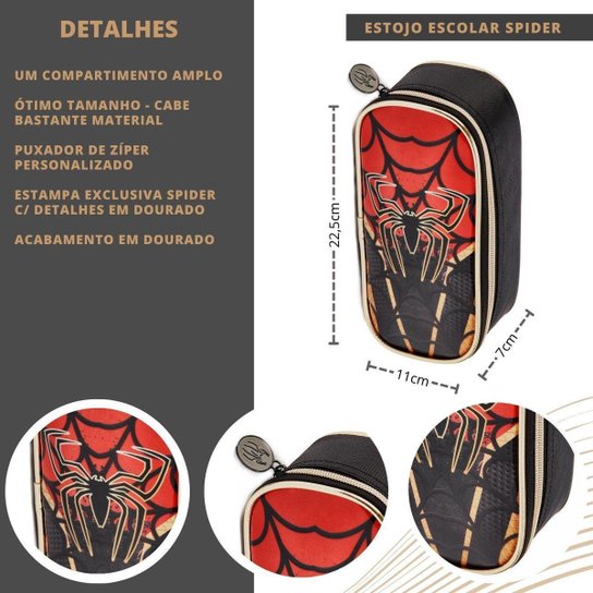 Estojo Escolar Homem Aranha Porta Lápis
