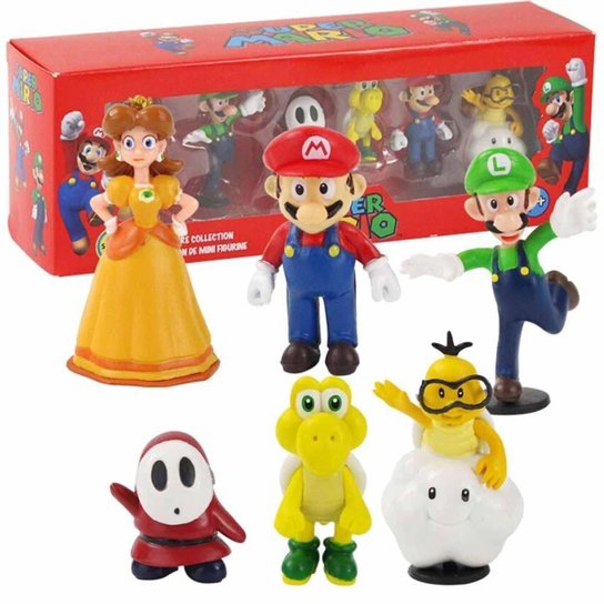 Figura Super Mario Bros Box 6 peças Colecionável