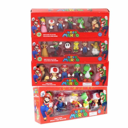 Figura Super Mario Bros Box 6 peças Colecionável