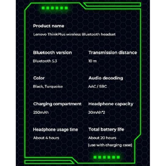 Fone Ouvido Bluetooth Gamer Lenovo Thinkplus Live Pods XT81