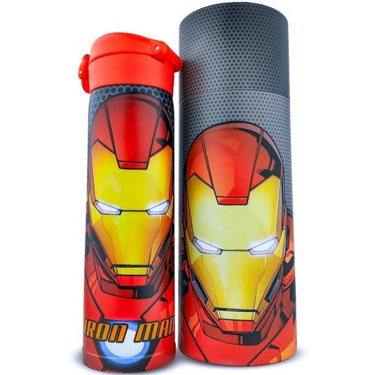 Garrafa Térmica Homem De Ferro Inox 500ml Oficial Marvel