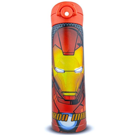 Garrafa Térmica Homem De Ferro Inox 500ml Oficial Marvel