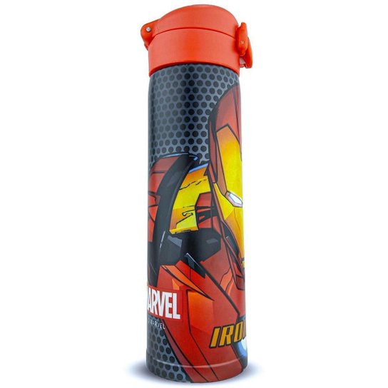 Garrafa Térmica Homem De Ferro Inox 500ml Oficial Marvel