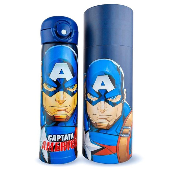 Garrafa Térmica Inox 500ml Capitão América Oficial Marvel