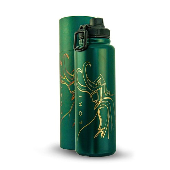 Garrafa Térmica Marvel Loki 1 Litro Big Hero Inox Verde Resistente Colecionável