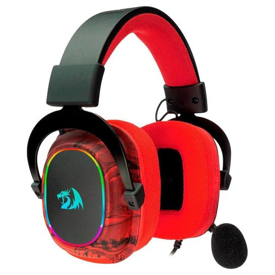 Headset Gamer Redragon Infernal Ryuji, RGB, Surround 7.1, Drivers 53mm, USB, Preto e Vermelho - Pret