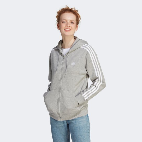 Jaqueta Moletom Adidas 3 Stripes Feminina