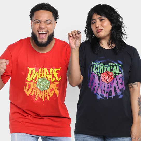 Kit 2 Camisetas NerdStore Double Damage + Critical Failure