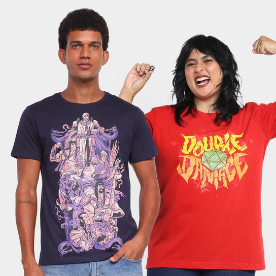 Kit 2 Camisetas NerdStore Double Damage + Ruff Ghanor