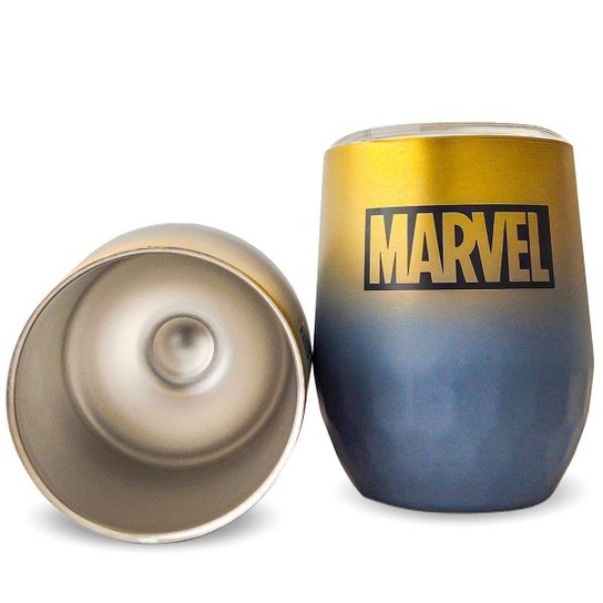 Kit 2 Copos Marvel Térmicos 355ml Inox Durável