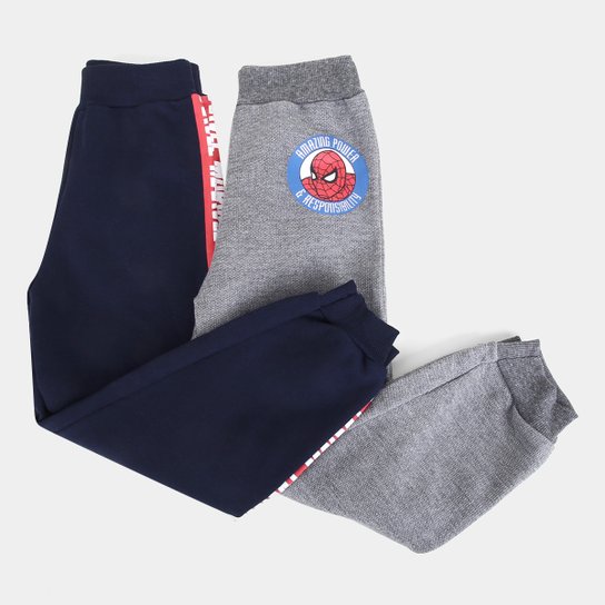Kit Calça Moletom Infantil Marvel Spider Man - 2 Peças