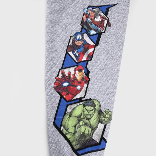 Kit Calça Moletom Infantil Peluciado Marvel Avengers I Menino - 2 Peças
